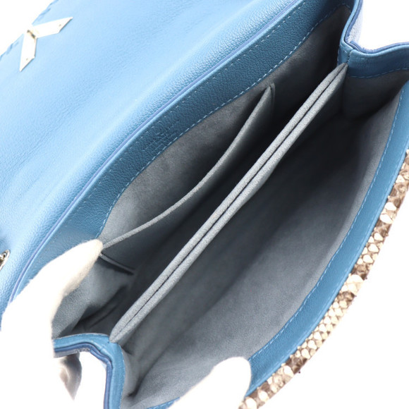 Louis Vuitton Python Blue Tan Bag Chain Shoulder - Picture 7 of 10